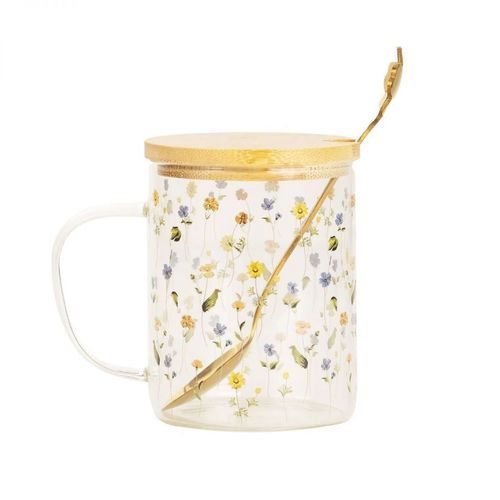 Caneca Com Tampa e Colher Botânica