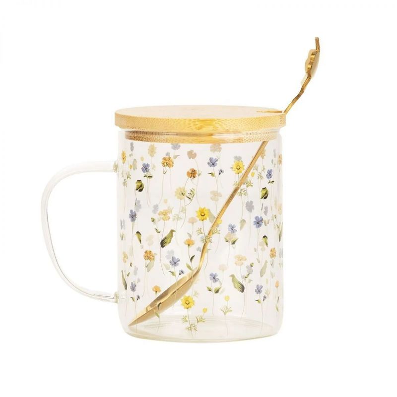 Caneca Com Tampa e Colher Botânica