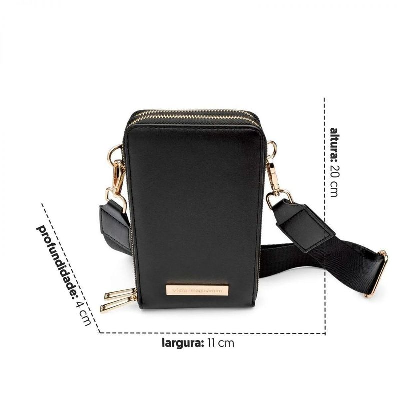 Bolsa Carteira Porta Celular Preta