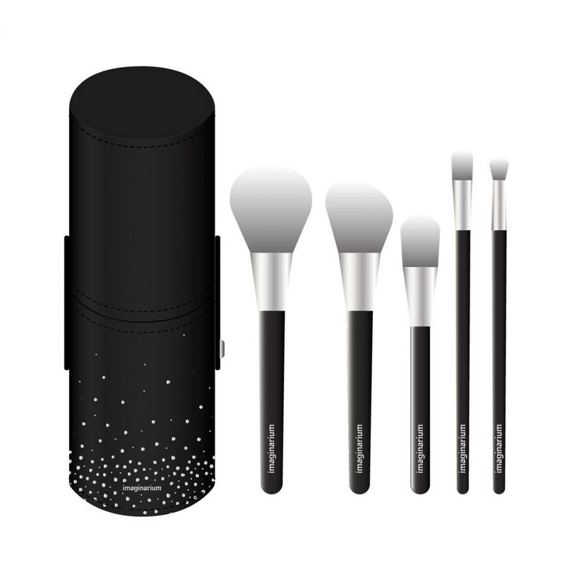 Kit de Pinceis Basico Preto e Prata