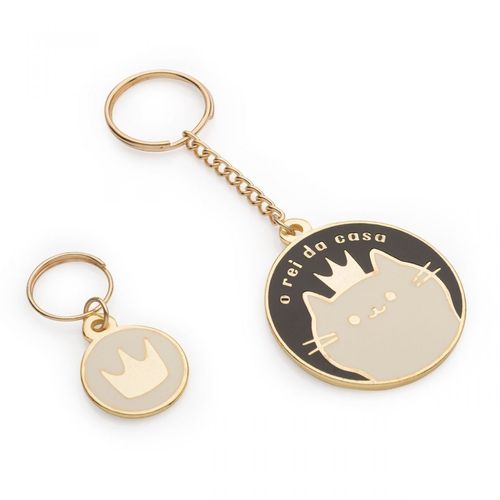 Chaveiro e Placa Pet Gato Rei Da Casa