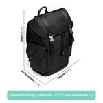 Mochila Laptop Utilitária Preta Metais