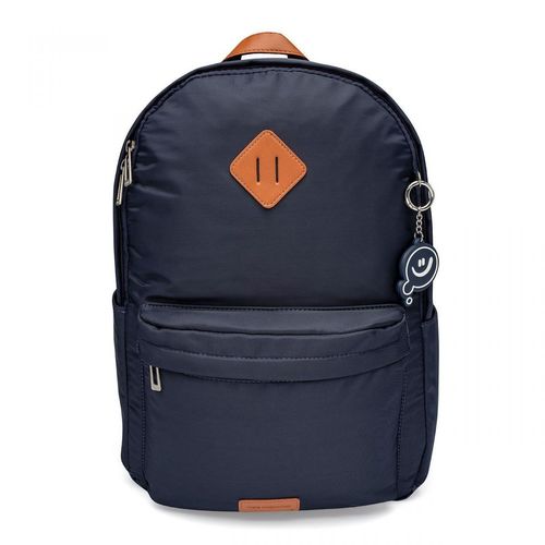 Mochila Laptop Basica Marinho e Caramelo