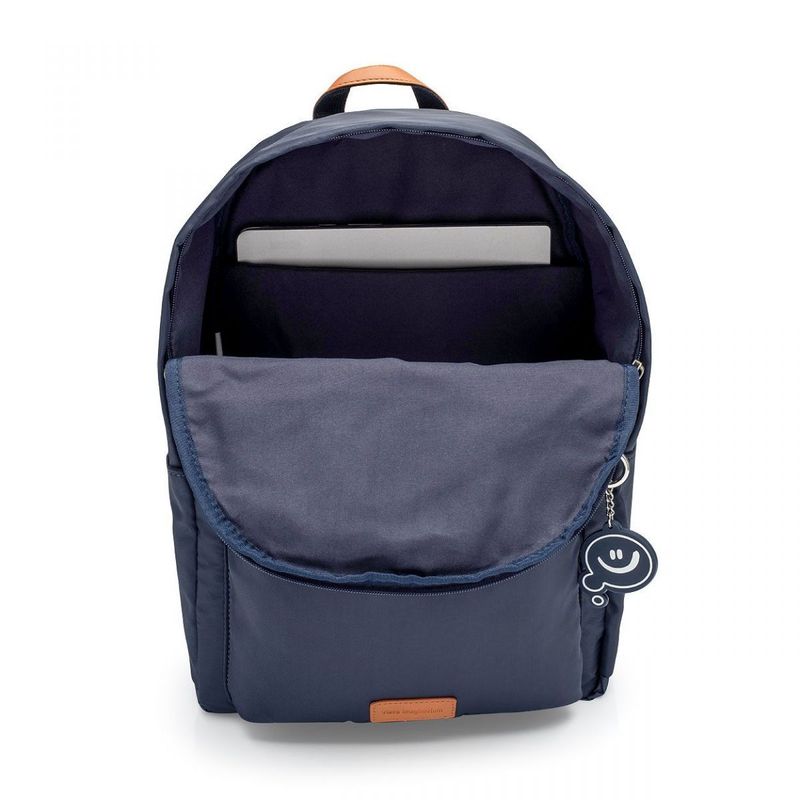 Mochila Laptop Basica Marinho e Caramelo