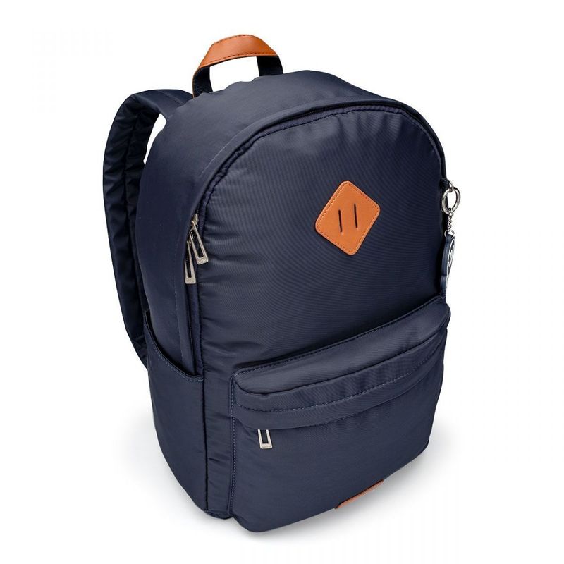 Mochila Laptop Basica Marinho e Caramelo