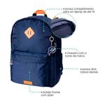 Mochila Laptop Basica Marinho e Caramelo