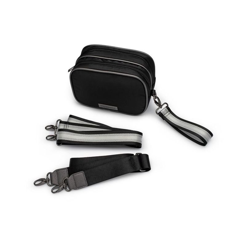 Bolsa Midi Transversal Preta Alças Lurex