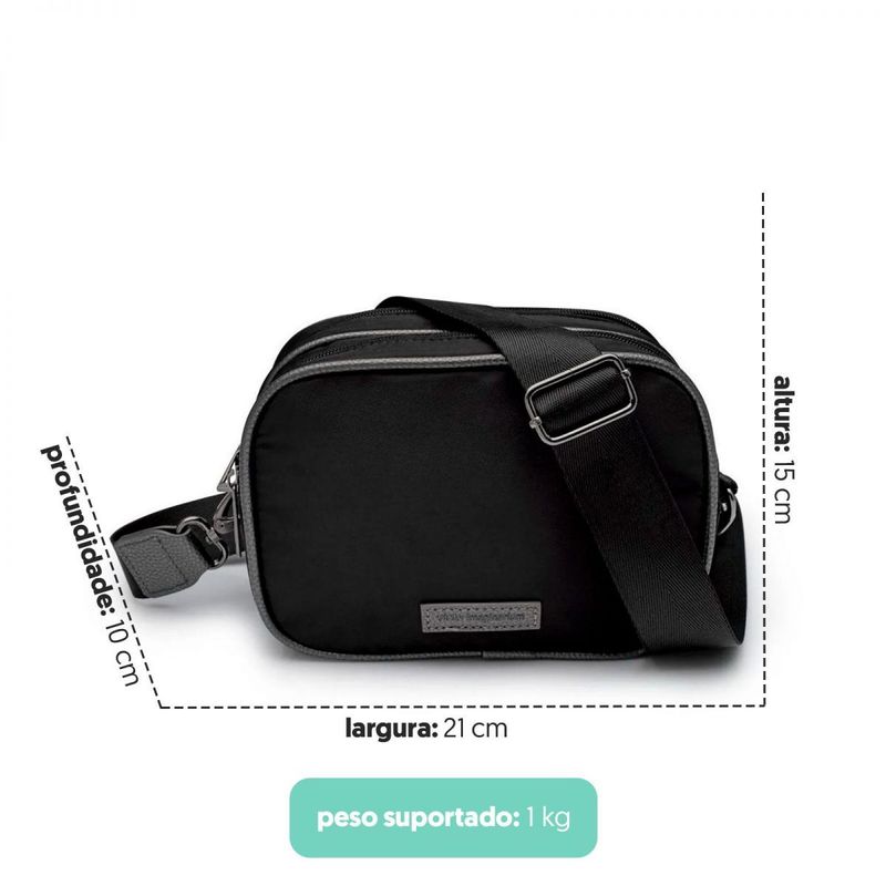 Bolsa Midi Transversal Preta Alças Lurex