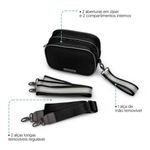 Bolsa Midi Transversal Preta Alças Lurex