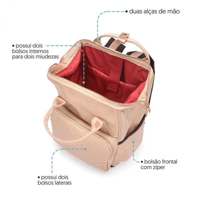 Mochila Laptop Frame Creme e Dourado