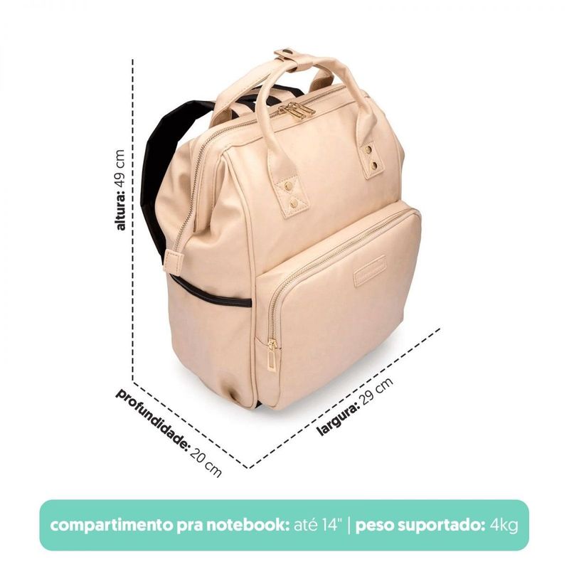 Mochila Laptop Frame Creme e Dourado