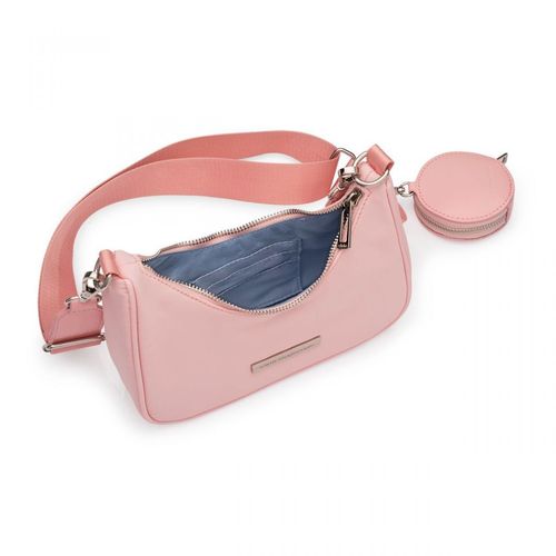 Bolsa Baguete Com Niqueleira Rosa Claro