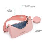 Bolsa Baguete Com Niqueleira Rosa Claro