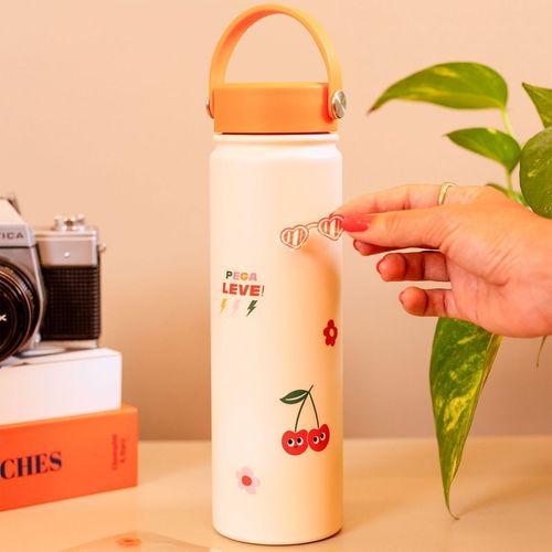 Garrafa Térmica Com Adesivos Bom Demais