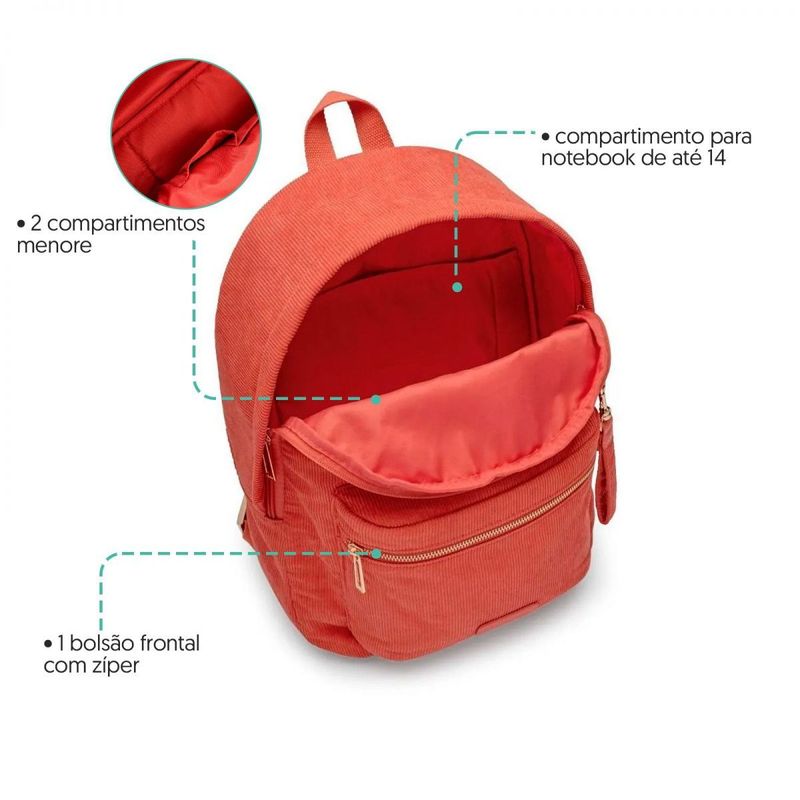 Mochila Laptop Cotelê Coral