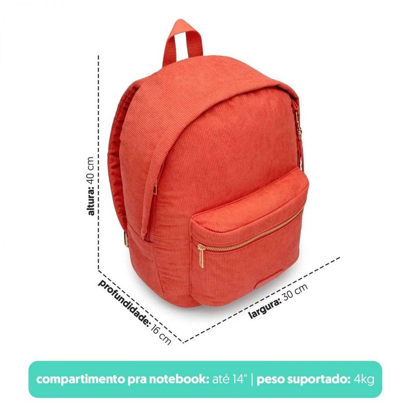 Mochila Laptop Cotelê Coral
