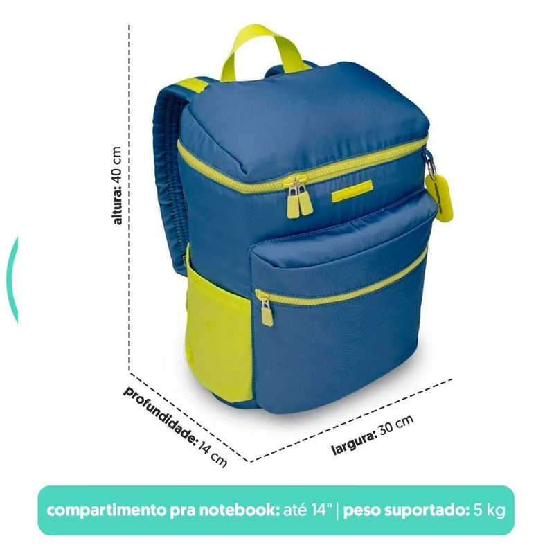 Mochila Daily Azul e Neon