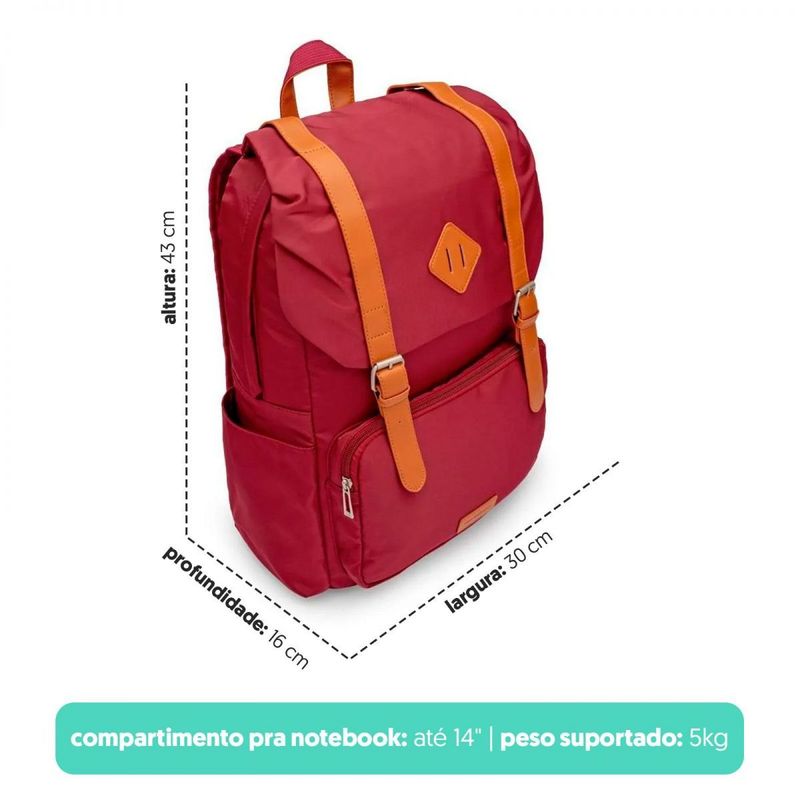 Mochila Laptop Todo Dia Bordô e Caramelo