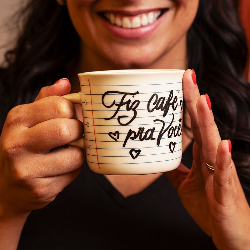 Caneca Com Caneta Folha Pautada