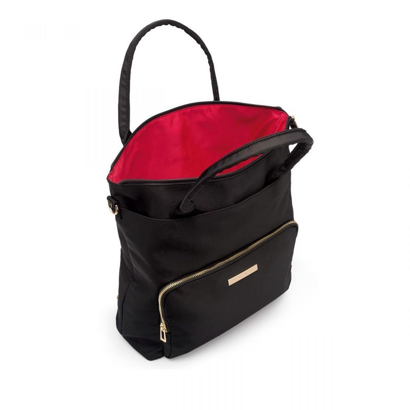 Bolsa Mochila Preta Detalhes Dourado