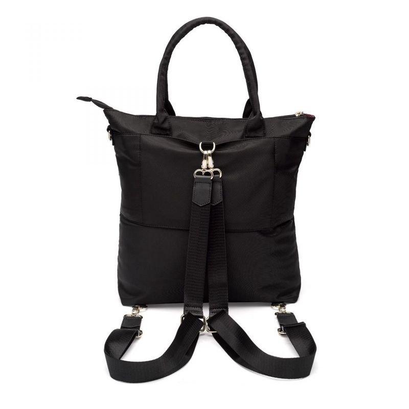 Bolsa Mochila Preta Detalhes Dourado