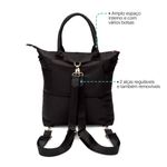 Bolsa Mochila Preta Detalhes Dourado