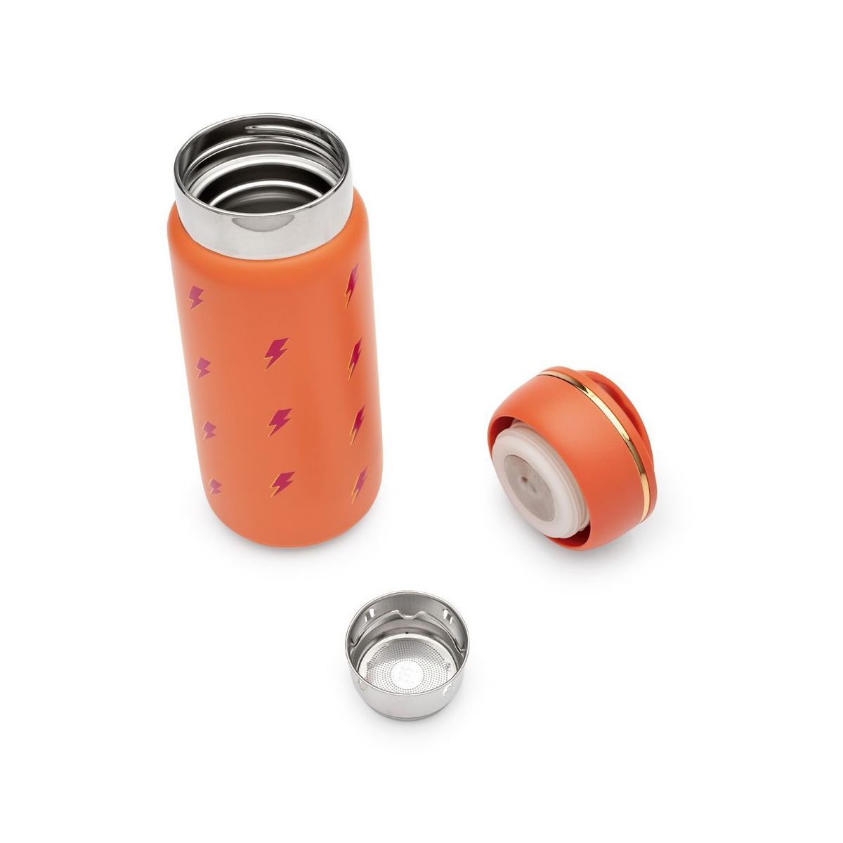 Encontraproduto.com.br - Garrafa Térmica Laranja e Rosa Raios