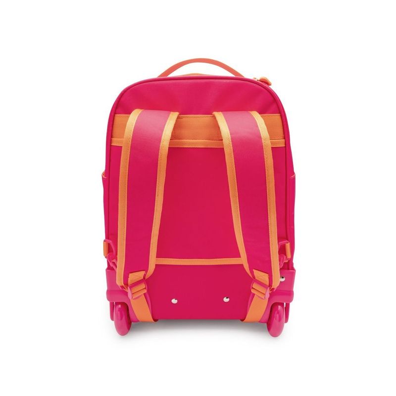 Mochila Rodinha Rosa Glitter Adesivos