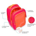 Mochila Rodinha Rosa Glitter Adesivos