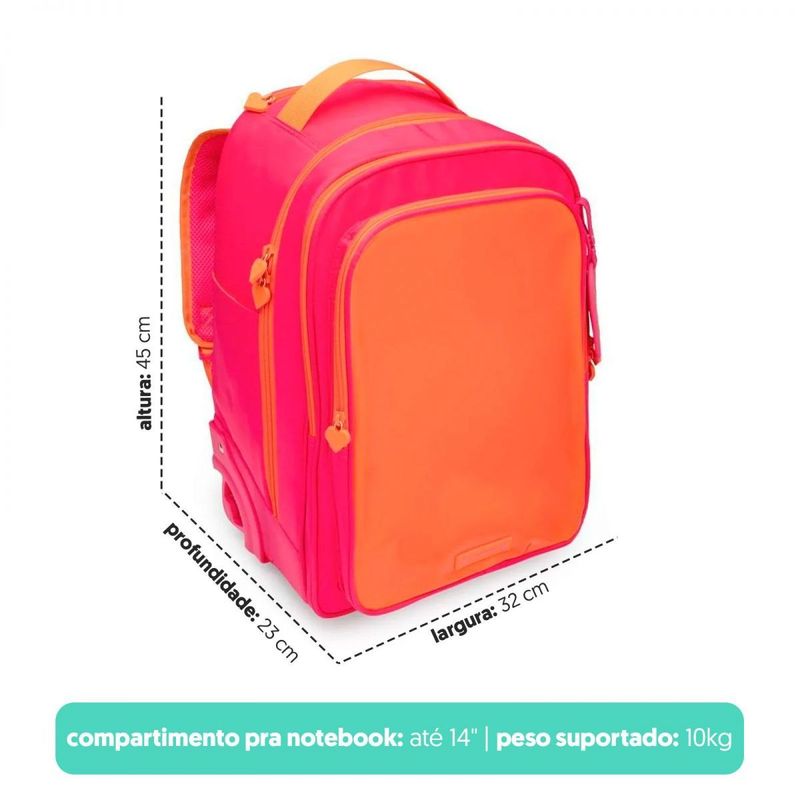 Mochila Rodinha Rosa Glitter Adesivos