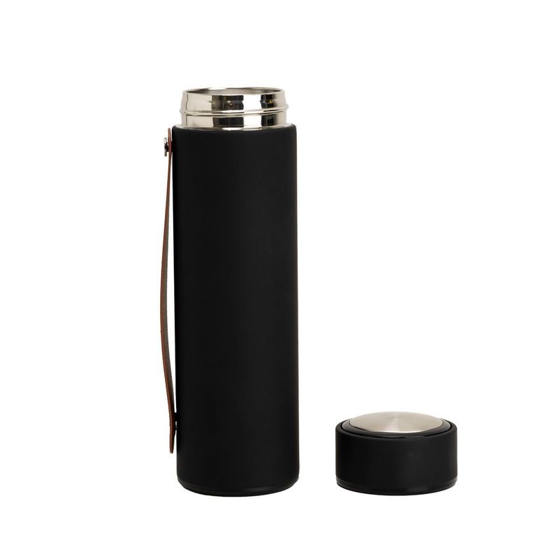 Garrafa Térmica Com Alça Preto e Marrom