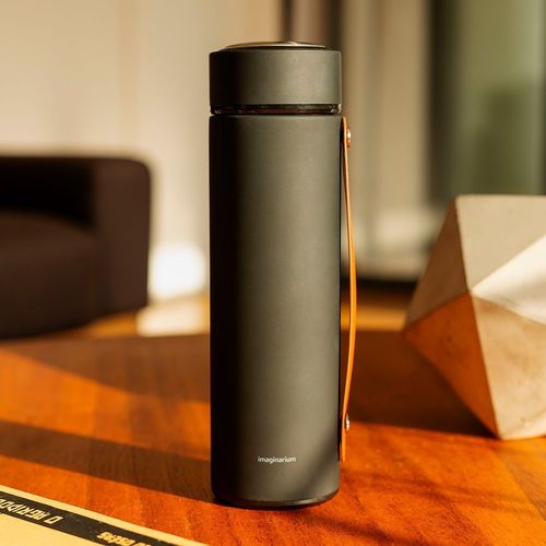 Garrafa Térmica Com Alça Preto e Marrom