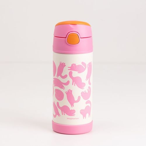 Garrafa Térmica Com Canudo Gatinhos