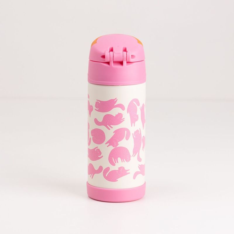 Garrafa Térmica Com Canudo Gatinhos