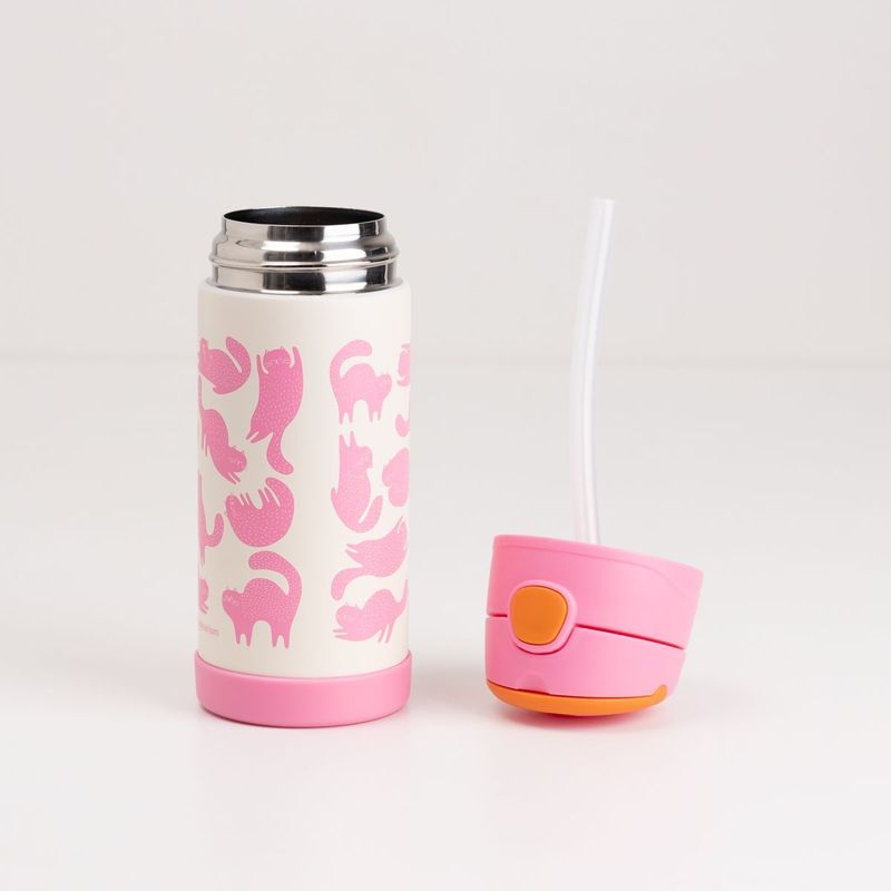 Garrafa Térmica Com Canudo Gatinhos