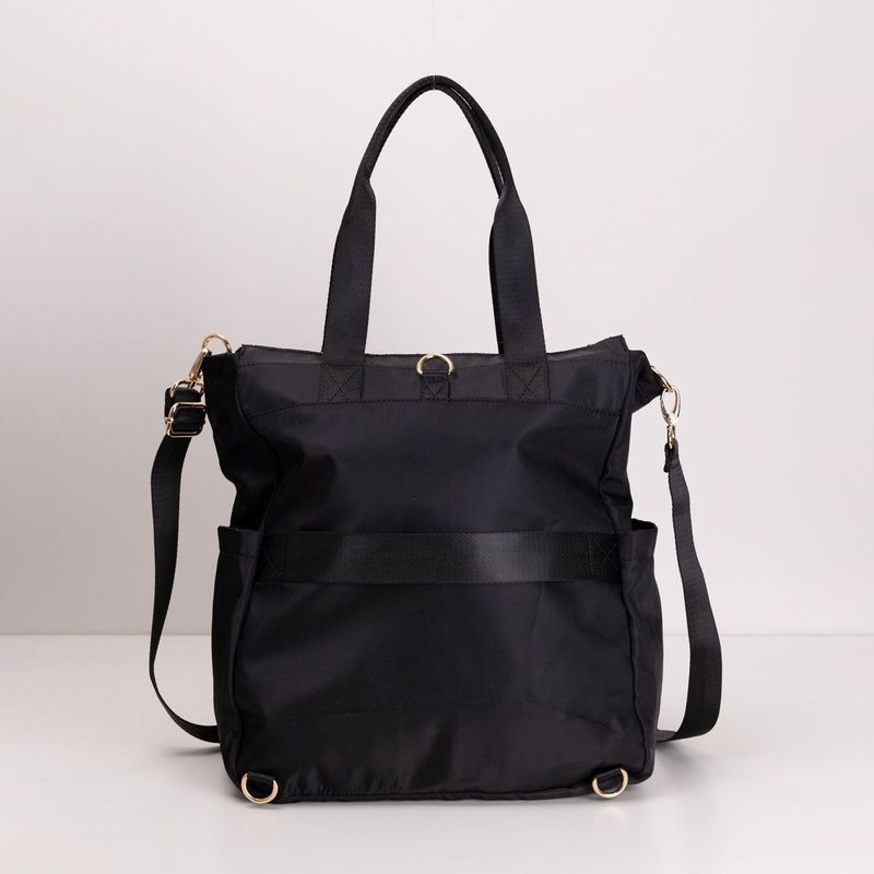 Bolsa Mochila Bolsos Preta e Dourada