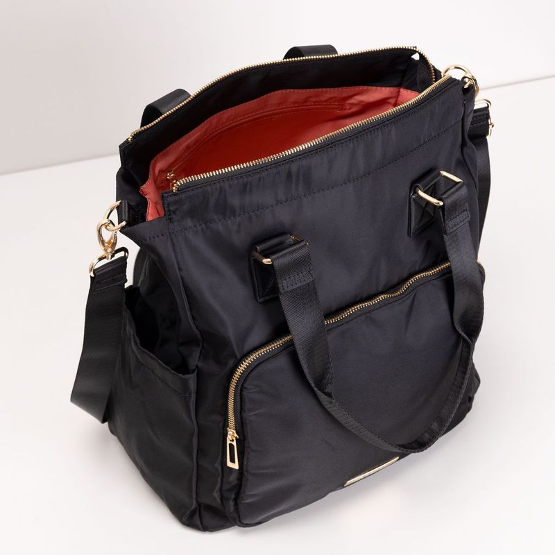 Bolsa Mochila Bolsos Preta e Dourada