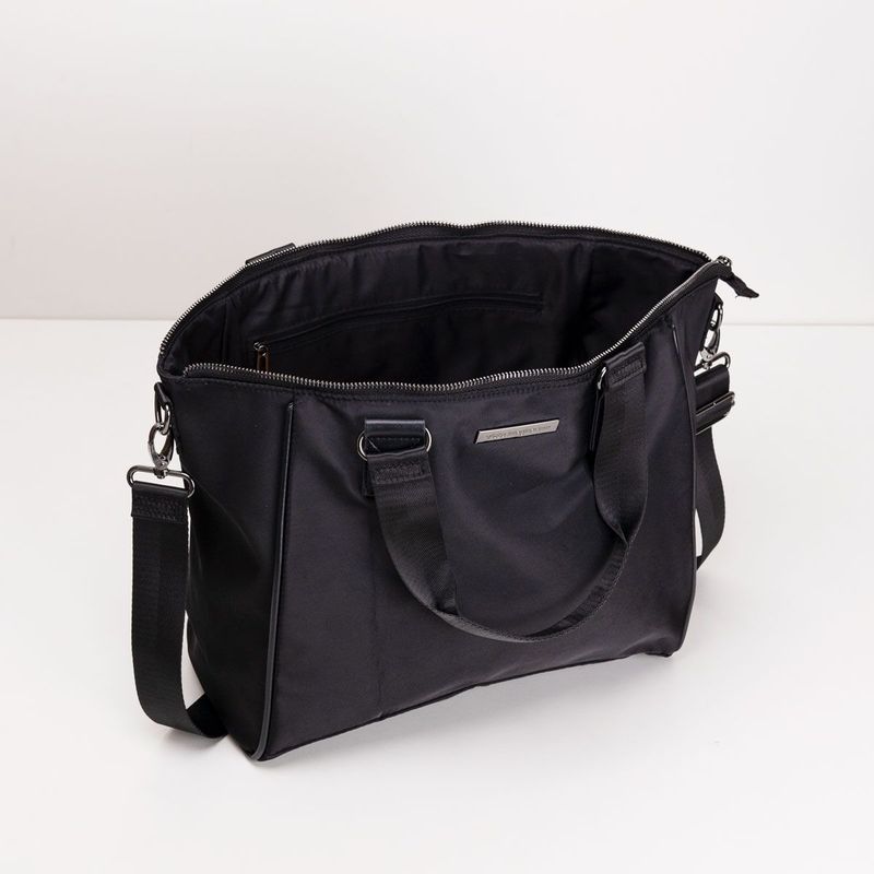 Bolsa Shopping Preta Com Pu Preto