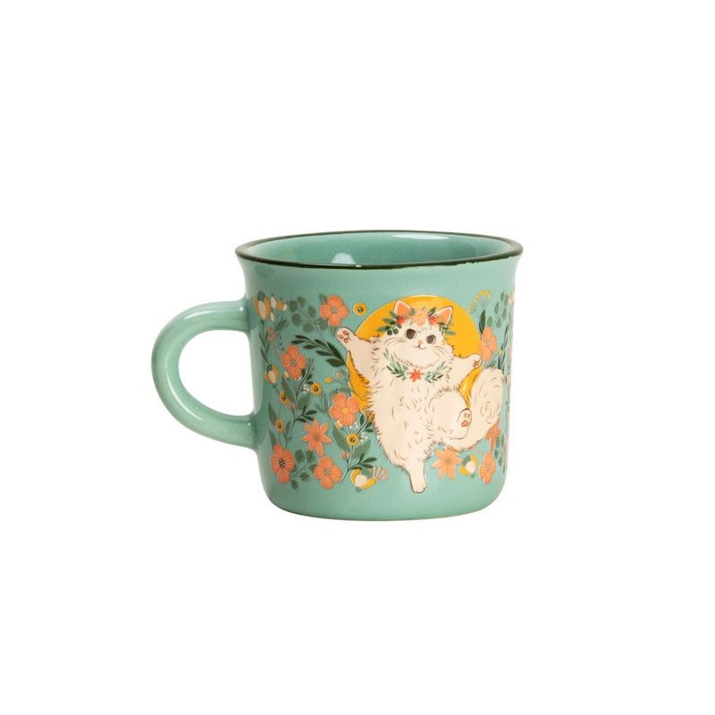 Caneca Gatinho Verde Floral