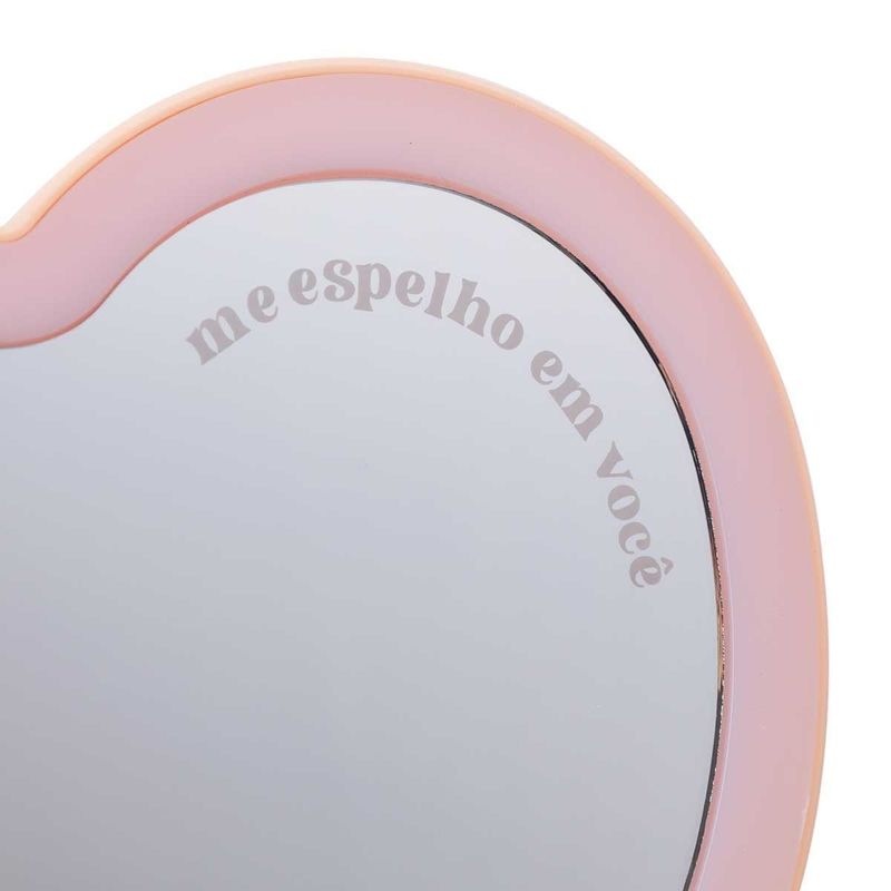 Espelho de Mesa Com Led Coração Rosa