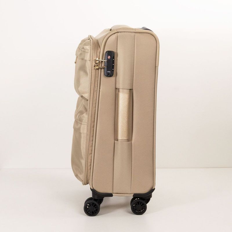 Mala De Viagem Bolsos Clara e Dourada