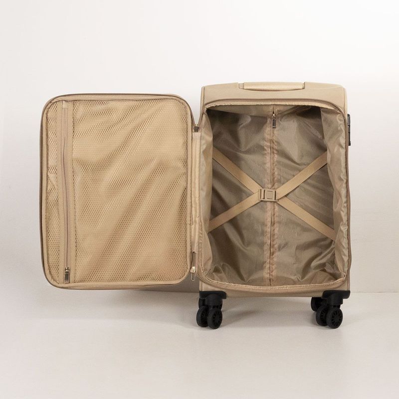 Mala De Viagem Bolsos Clara e Dourada