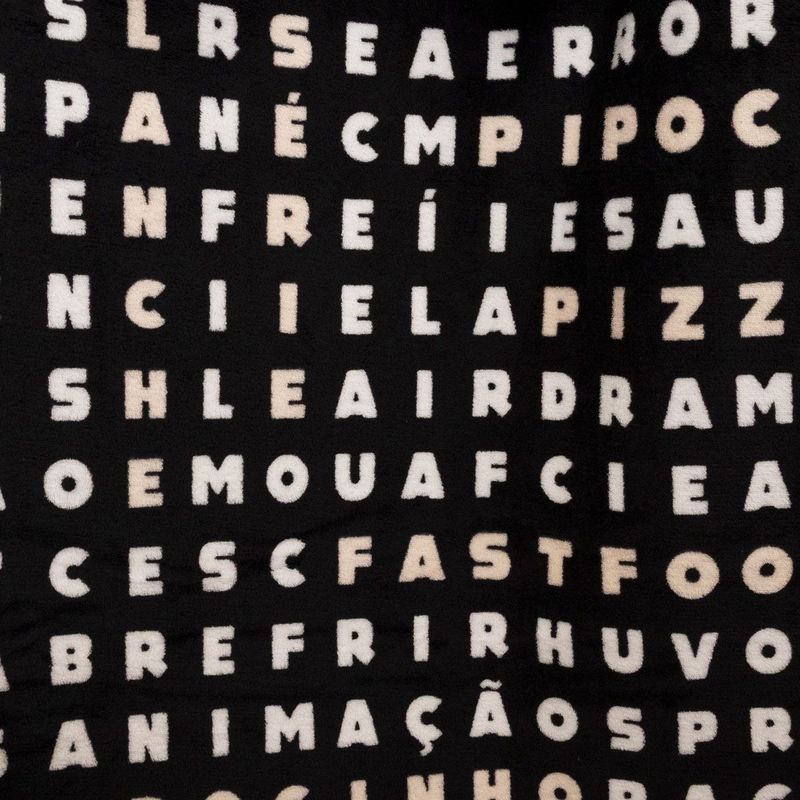 Manta Casal Preta Com Manga Caça Palavras