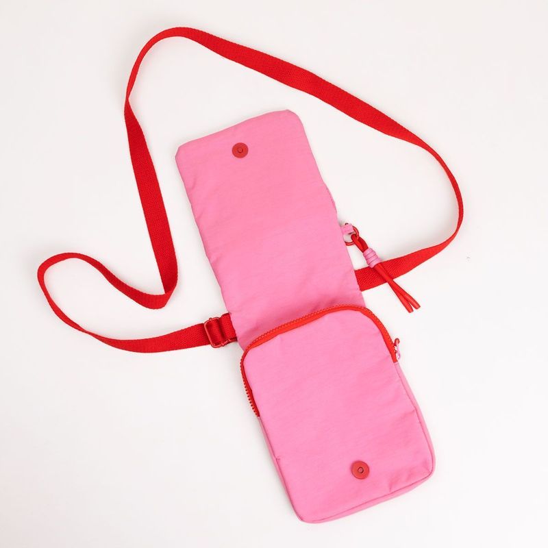 Bolsinha Crossbody Rosa e Vermelha