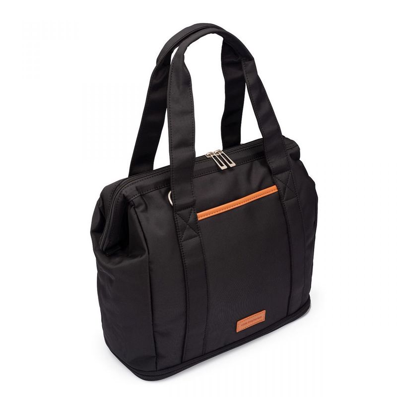 Bolsa Expansível Preta Detalhes Caramelo