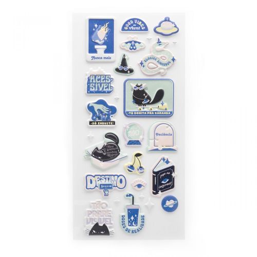 Cartela de Adesivos Puff Gata Mística