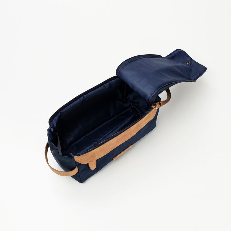 Necessaire Canvas Marinho e Marrom