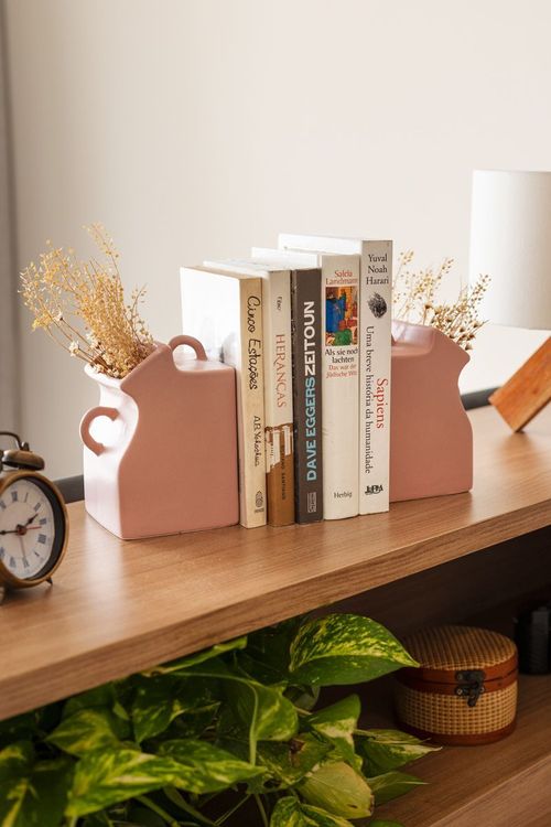 Porta livros vasinho rose