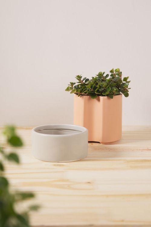 Vaso autoirrigavel alto em ceramica ros