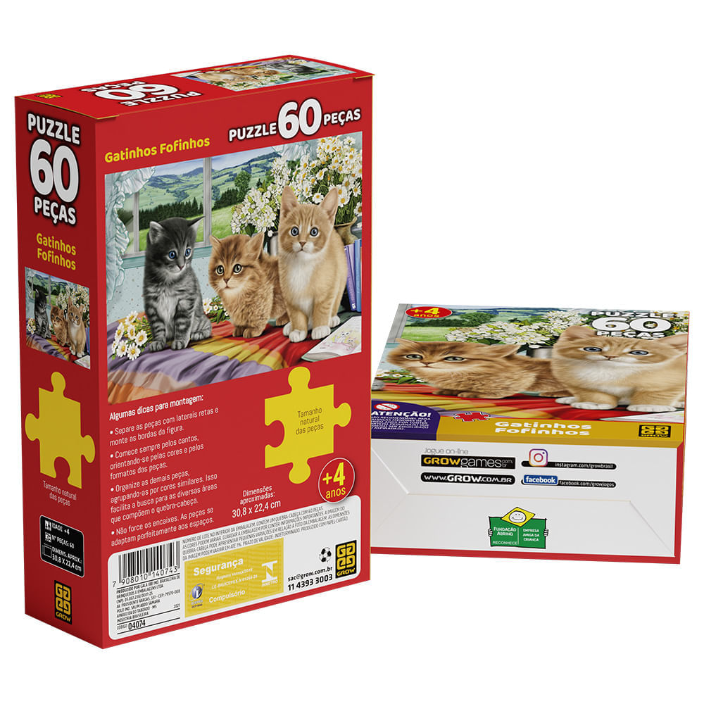 Puzzle 60 peças Gatinhos Fofinhos - Loja Grow